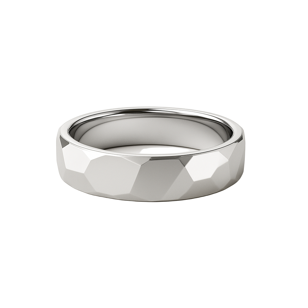 IMPERARI FACETED MEN’S BAND – WHITE GOLD
